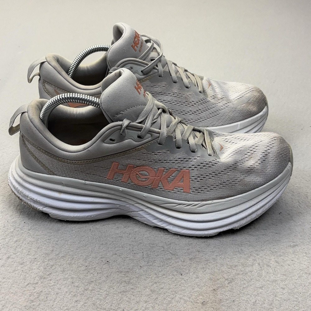 Hoka One One Bondi 8 Shoes Womens Size 11 Gray Running Sneakers 1127952 DMLR